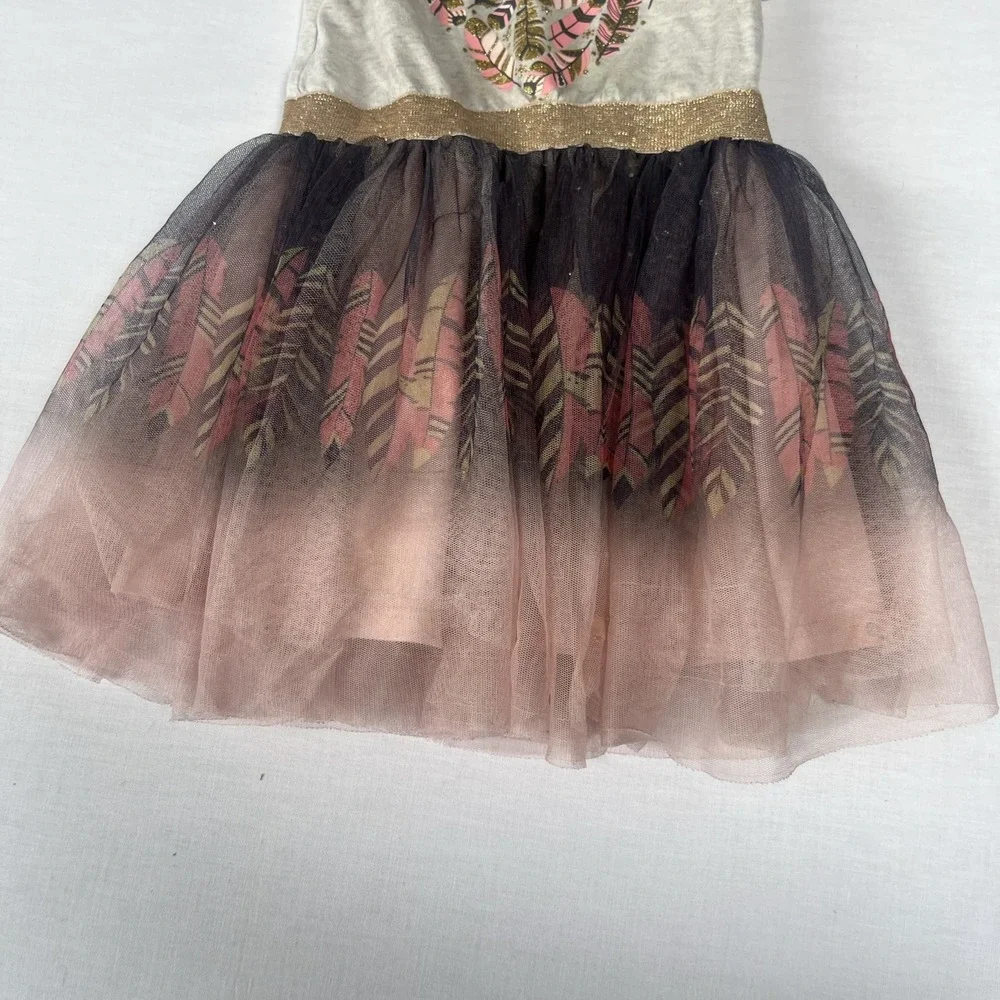 Little Lass Girls Dress 2T Gold Glitter Tutu Party Dress Pink Black Tulle Heart